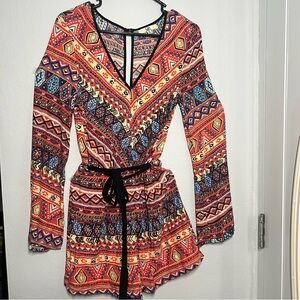 Multicolor Boho Print Romper